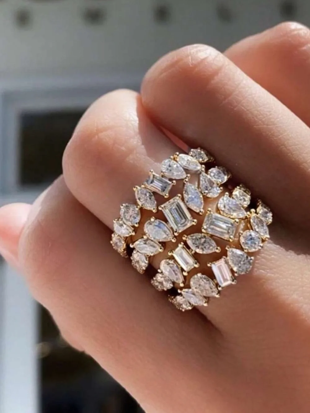 Opulent Emerald Cut Crystal Ring